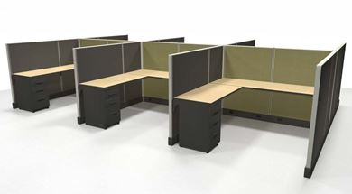 Picture of Cluster of 6 Person, 6' x 6' Powered Cubicle Desk Workstation
