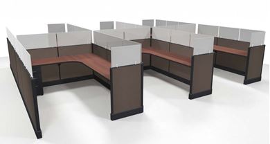 Picture of Cluster of 6 Person, L Shape 6' x 8' Cubicle Desk Workstation