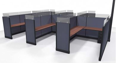 Picture of Cluster of 6 Person, L Shape 6' x 8' Cubicle Desk Workstation