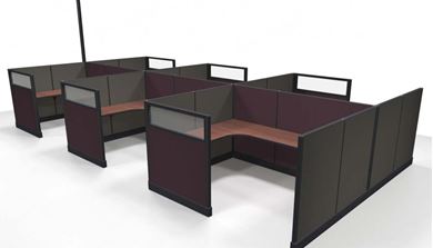 Picture of Cluster of 6 Person, 6' x 8' Powered Cubicle Desk Workstation