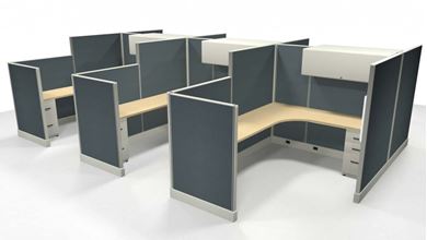 Picture of Cluster of 6 Person, 6' x 8' Powered Cubicle Desk Workstation