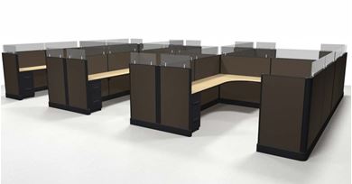 Picture of Cluster of 6 Person, 8' x 8' Powered Cubicle Desk Workstation