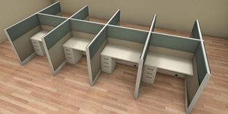 Picture of Cluster of 8 Person, 4' x 4' Powered Cubicle Workstation