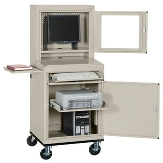 Picture of Computer Security Workstation With Slide Out Shelf