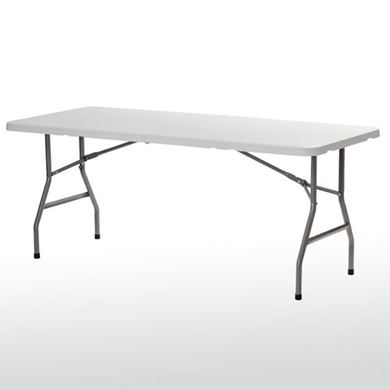 Picture of Steel Frame Fold-in-Half Plastic Table - White