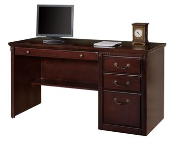 Picture of Transitional Veneer 55"W Single Pedestal Compute Desk Workstation