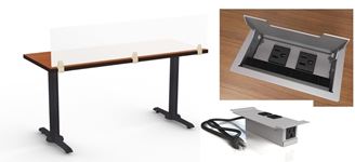 Picture of Set of 4, 42" Fixed Training Table with Power Module and Privacy Divider