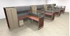 Picture of 4 Person L Shape Cubicle Desk Station with Powered Table
