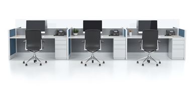 Picture of Cluster of 6 Person Cube Station with Filing Pedestal 