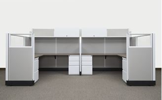Picture of 2 Person, 6' x 6' L Shape Cubicle Workstation with Filing Storage