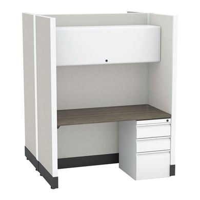Picture of 2 Person Telemarketing Cubicle Workstation with Filing Pedestal