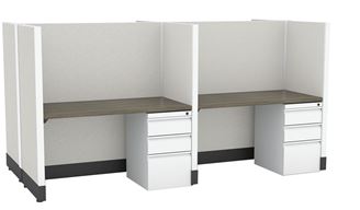 Picture of 4 Person Telemarketing Cubicle Workstation with Filing Pedestal