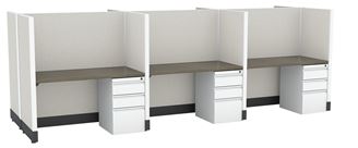 Picture of 6 Person Straight Desk Cubicle Workstation with Filing Pedestal