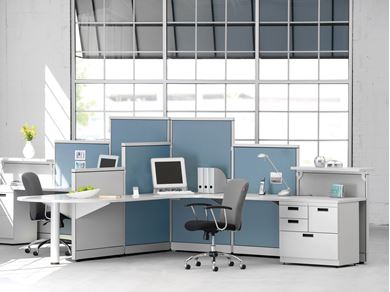 Picture of Two Person Shared Desk Cubicle Workstation