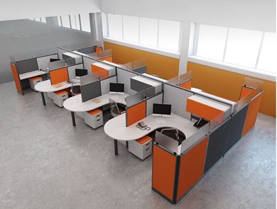 Picture of Cluster of 8 Person U Shape Cubicle Desk Workstation