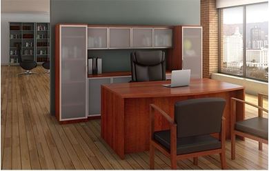 Picture of Executive Workstation Suite with Glass Door Storage Section