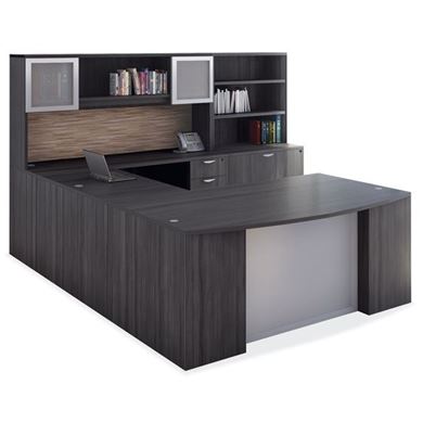 Picture of U Shape Desk Workstation with Overhead and Lateral File Storage