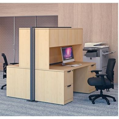 Picture of Two Person Credenza Desk with Overhead Storage