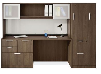 Picture of Credenza Desk Workstation with Wardrobe Storage