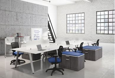 Picture of Six Person Desk WorkStation with Lateral Filing Storage