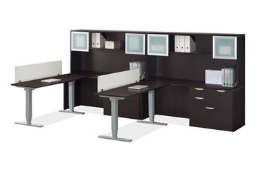 Picture of Two Person Powered Height Adjustable L Shape Desk