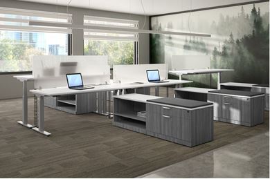 Picture of Six Person Powered Height Adjustable Teaming Bench Workstation