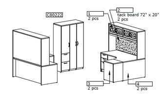 Picture of Two Person L Shape Desk Workstation with Wardrobe