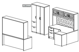 Picture of Two Person L Shape Desk Workstation with Wardrobe