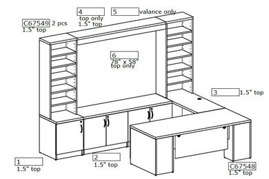 Picture of U Shape Desk Workstation with Upper Storage