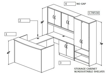 Picture of U Shape Reception Desk Workstation with Storage Cabinet
