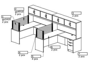 Picture of Two Person L Shape Desk Workstation