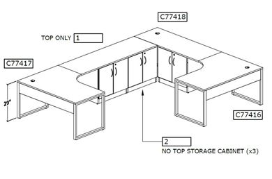 Picture of U Shape Desk Workstation with Filing Storage