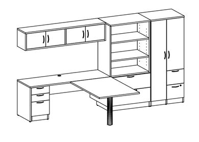 Picture of L Shape Desk Workstation with Lateral Wardrobe Storage