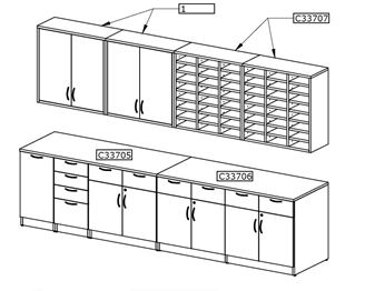 Picture of Storage Credenza Center with Wall Mount Storage