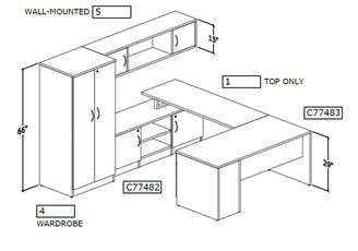 Picture of Contemporary U Shape Desk Station with Double Door Storage