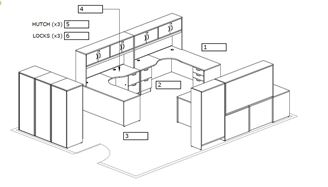 Picture of Three Person L Shape Desk Station with Storage Section