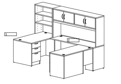 Picture of U Shape Desk Workstation with Overhead Storage