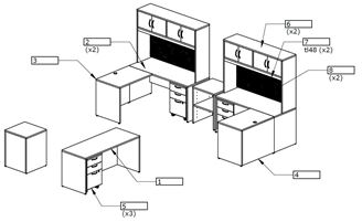 Picture of Two Person L Shape Desk Workstation with Printer Stands