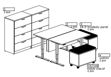 Picture of Two Person Powered Height Adjustable Workstation with Lateral Filing