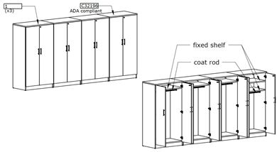 Picture of Set of Four, Double Door Wardrobe Storage Locker