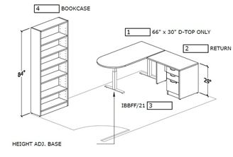 Picture of D Top Powered Height Adjustable Table with Bookcase Storage