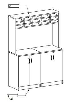 Picture of Storage Buffet with Overhead Organizer Hutch