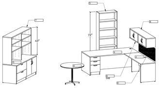 Picture of L Shape Desk Station with Bookcase and Storage Area