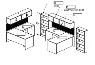 Picture of Two Person L Shape Station with Bookcase Storage