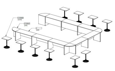 Picture of Modular U Shape Meeting Table with Cafe Stations