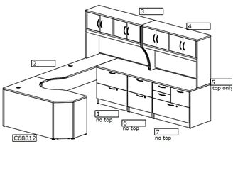 Picture of Curved U Shape Desk Workstation with Overhead Storage