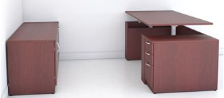 Picture of 6' Powered Height Adjustable Desk with Storage Credenza