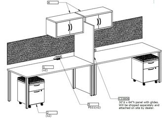 Picture of Two Person Desk Station with Upper Storage