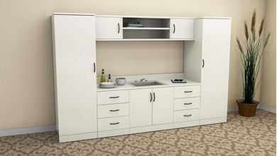 Picture of Healthcare, Wall Storage Towers with Low Counter Storage 