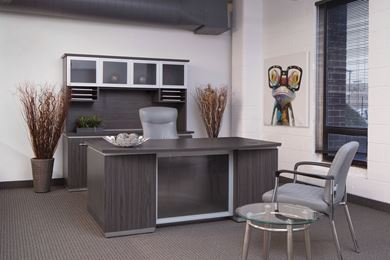 Picture of Contemporary Executive Bow Front Desk with Kneespace Credenza